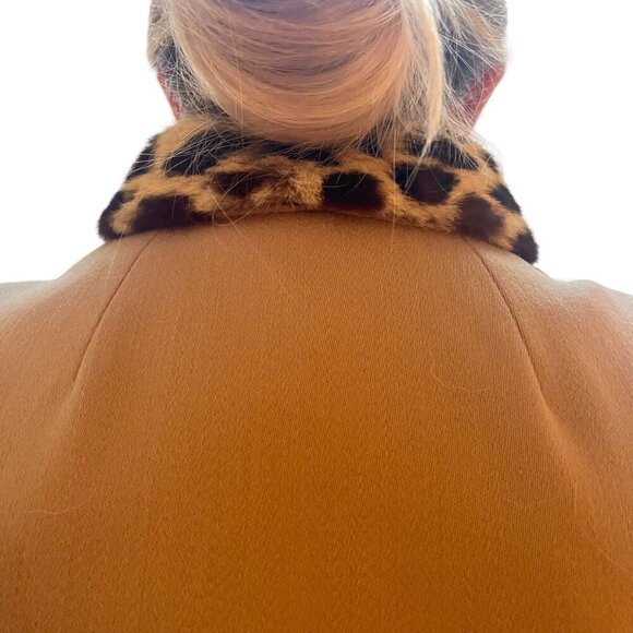 Jack Feit Coat Animal Print Vintage Union Made Fur Trim Size MED Tailored Chic - Picture 5 of 13